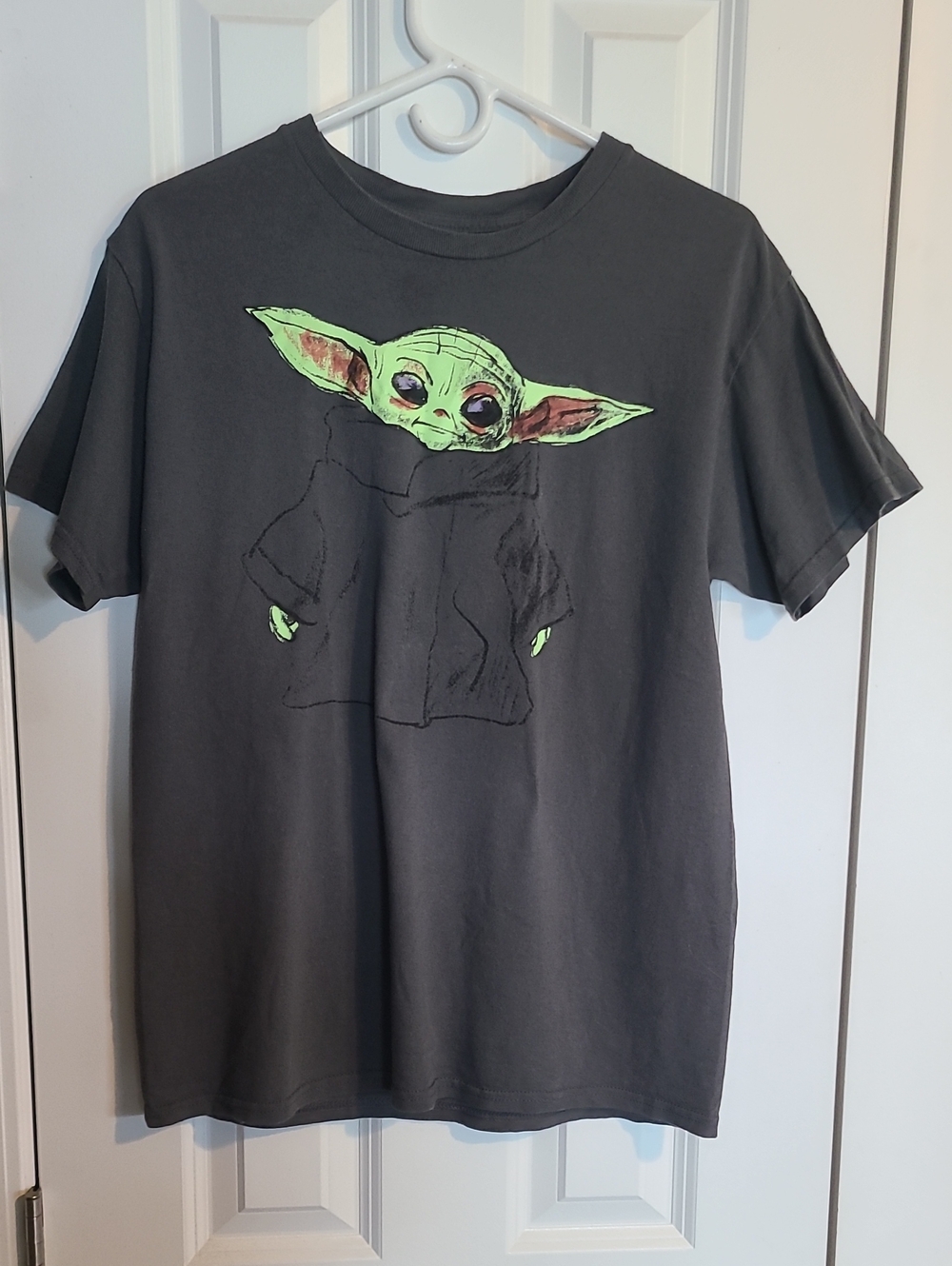 Star Wars Charcoal Gray Tee with Green Grogu Graphic